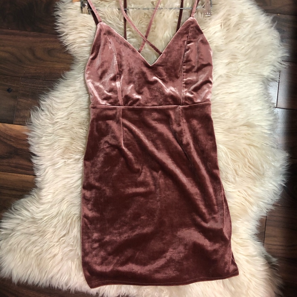 Pink velvet mini dress